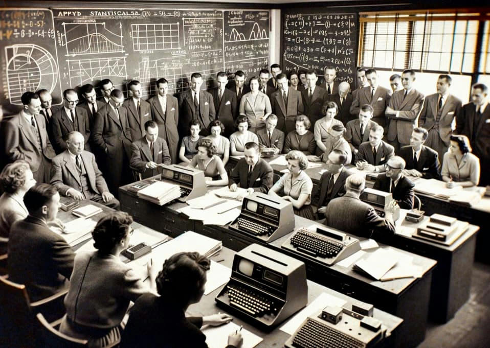 En aigenererad bild föreställande en samling människor som ägnar sig pt tillämpad statistik En aigenererad bild föreställande en samling människor som ägnar sig pt tillämpad statistik
