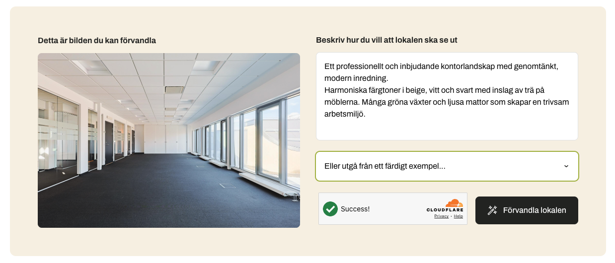 En skärmdump av AI verktyget från Volito